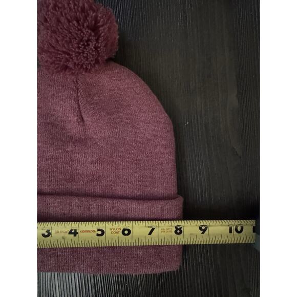 Faith Over Fear Cuffed Beanie Hat Sportswear Cozy Winter Snow Outdoor Maroon - Picture 5 of 8